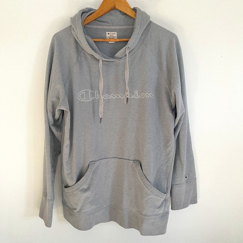 Champion Woman Gray Hooded Long Sleeve Pullover Sweatshirt Hoodie Size 2XL